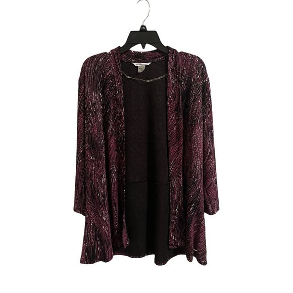 Allison Daley Women's Large 3/4 Sleeve Purple Striped Open Cardigan - Picture 1 of 11